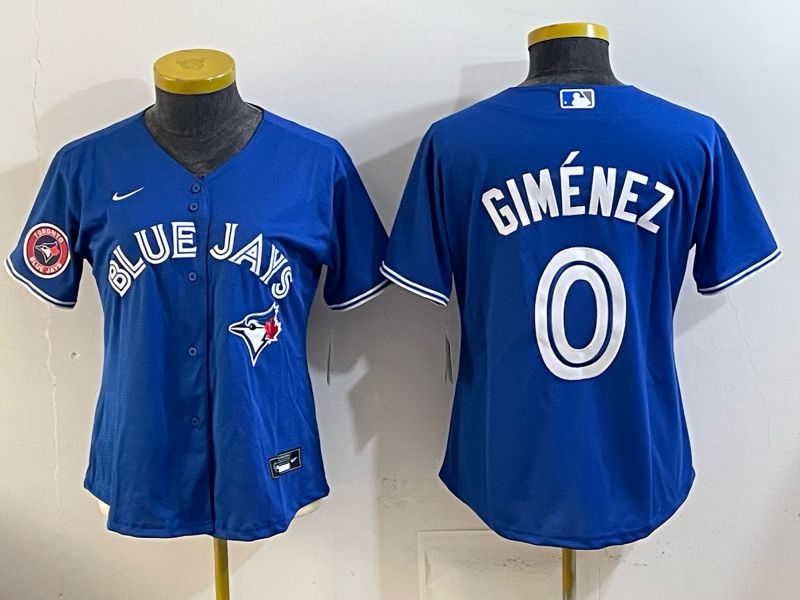 Women 2026 Toronto Blue Jays #0 Gimenez Blue Game Nike MLB Jersey style 003->women mlb jersey->Women Jersey